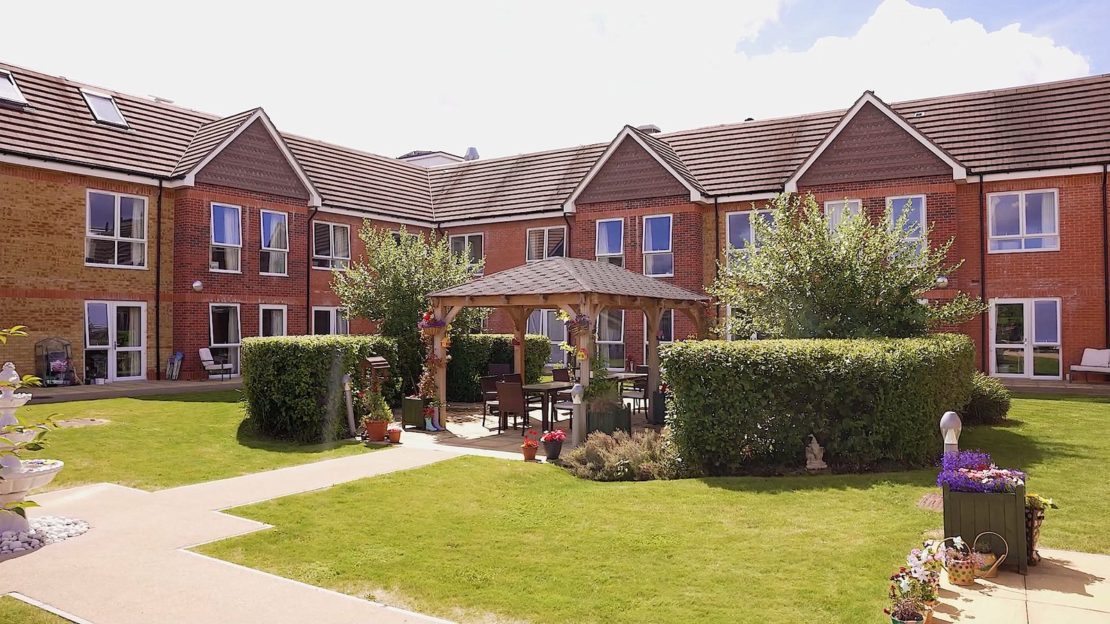 care home garden exterior building